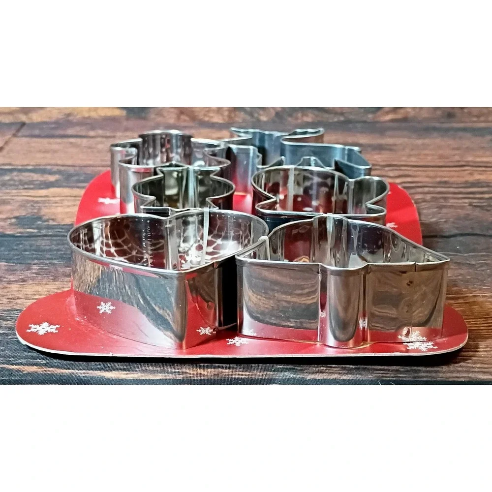 Kuki-fun Christmas Cookie Cutters Set of 6 Stainless Steel Holiday Shapes New